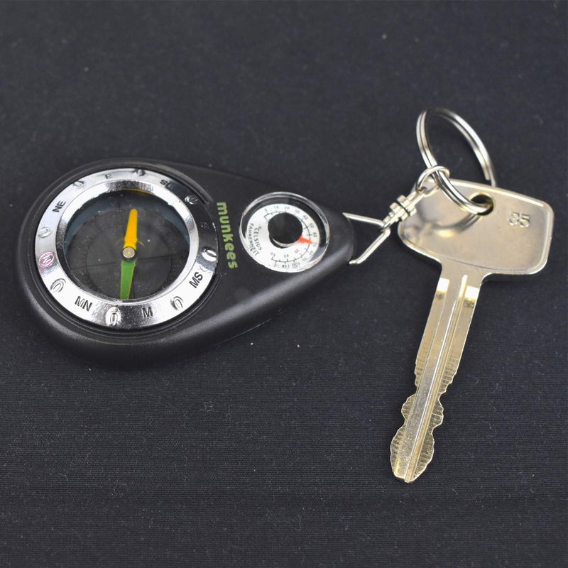 AceCamp Munkees Small Compass and Thermometer Keychain, Mini Pocket-Sized Waterproof Keyring Gear for Camping, Hiking, Backpacking, Survival Tool, Emergency Kit - Image 3